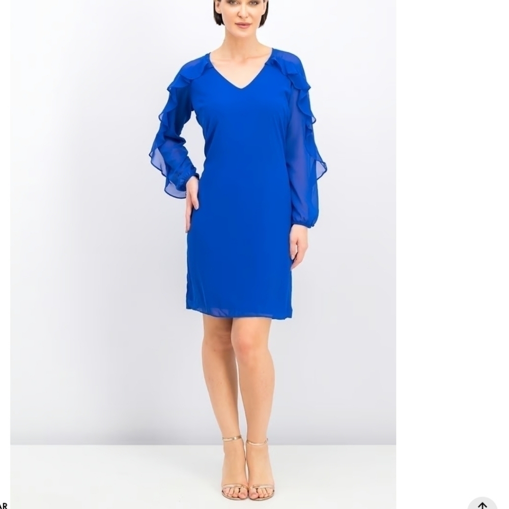 Thalia Sodi women shift mini dress S Bleu Party Wedding Vacation Resort